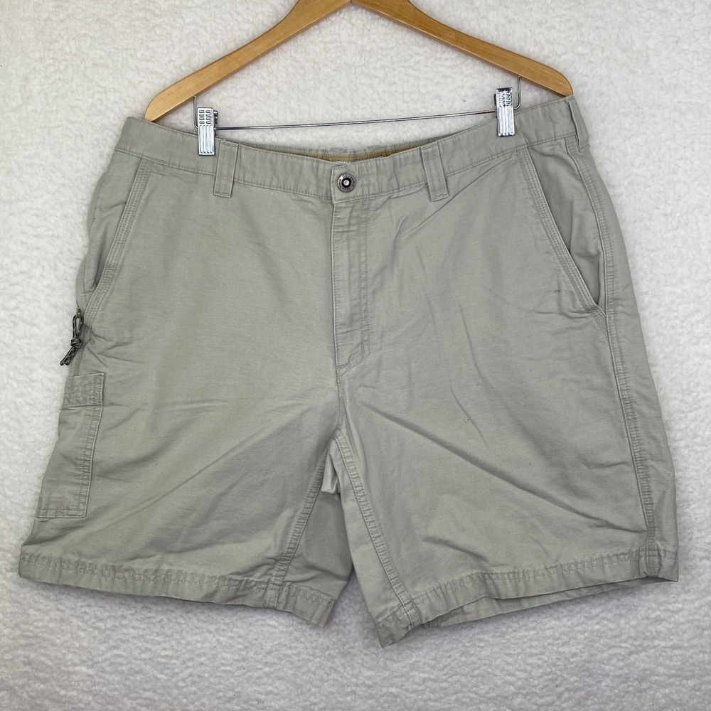 Columbia Mens Cargo Shorts Tan Khaki Cotton Blend Outdoor Hiking Size 38